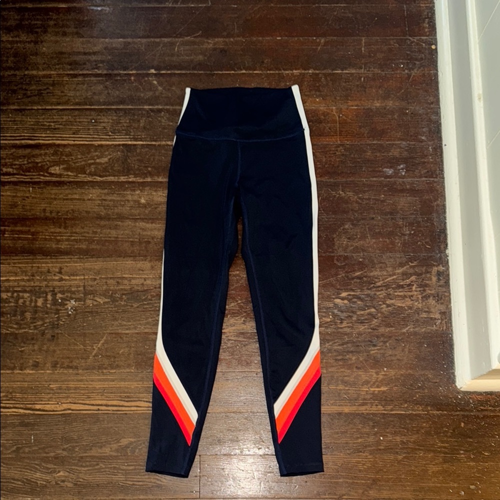 Splits59 navy Leggings with Colorful Stripes